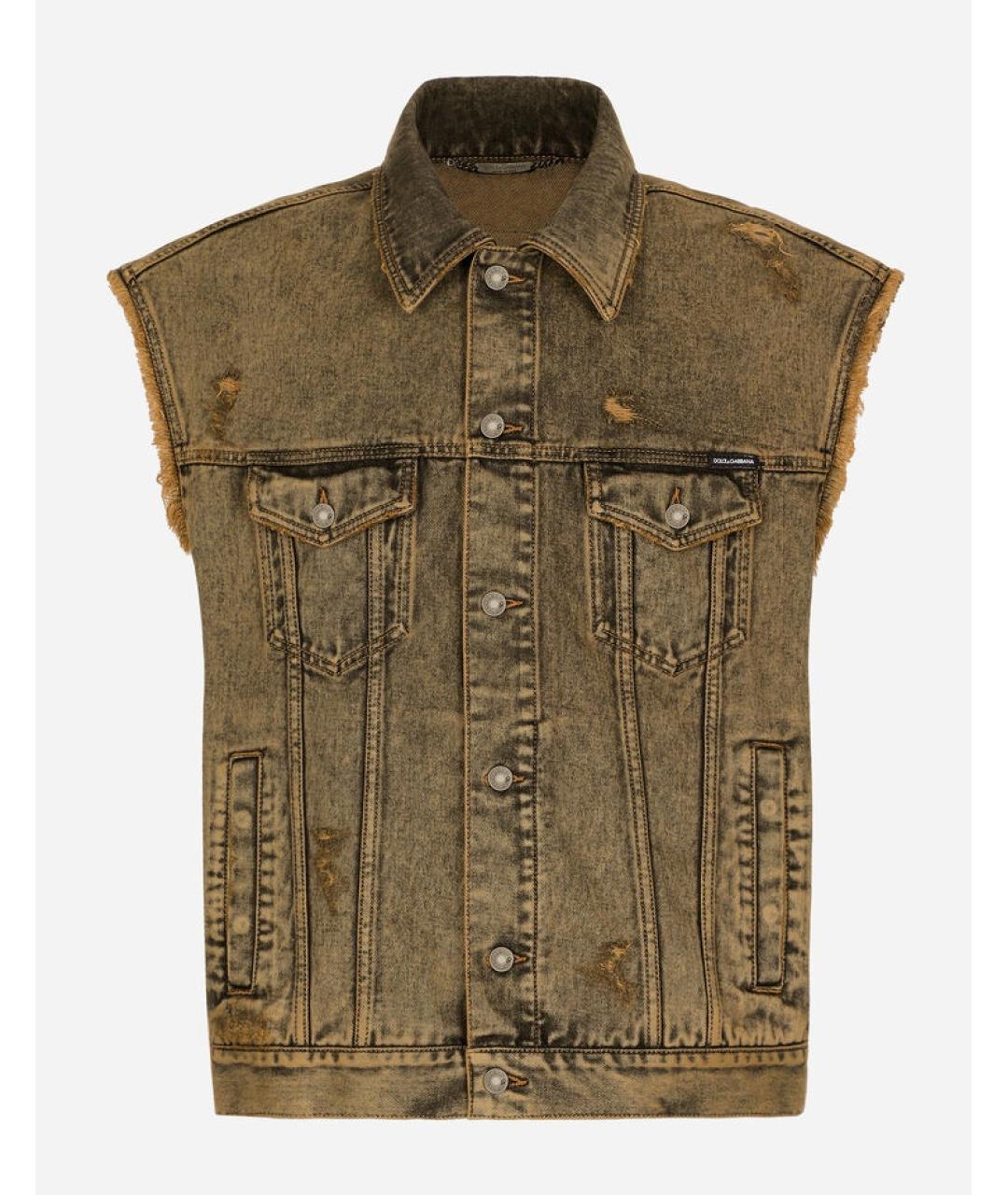 DOLCE&GABBANA Коричневый хлопковый жилет, фото 6