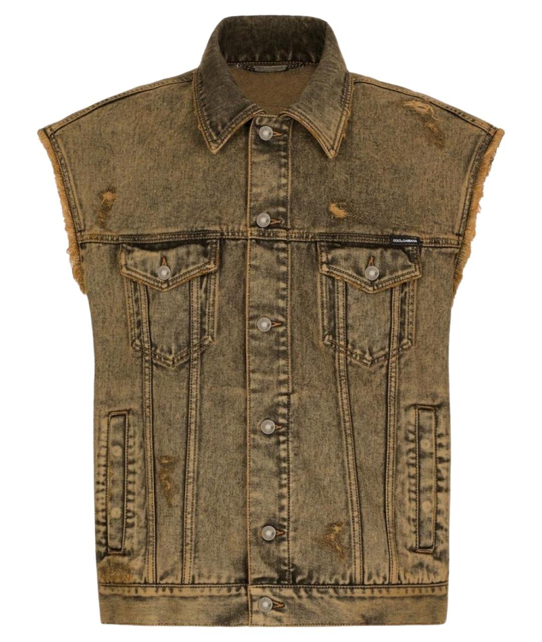 DOLCE&GABBANA Коричневый хлопковый жилет, фото 1