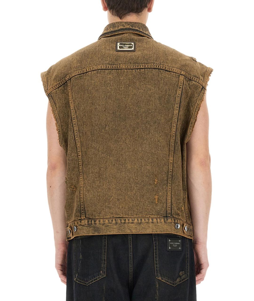 DOLCE&GABBANA Коричневый хлопковый жилет, фото 4