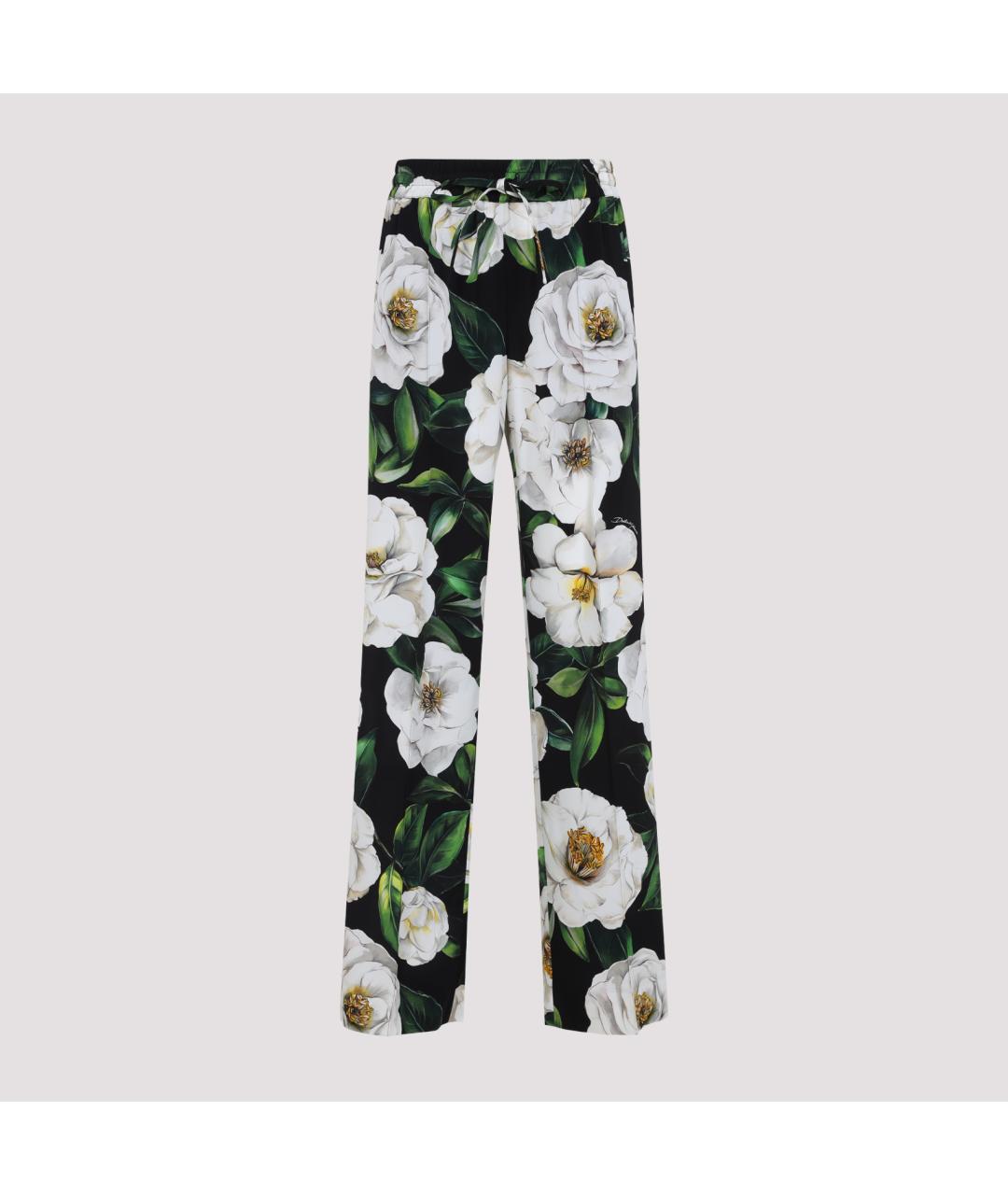 DOLCE&GABBANA Мульти шелковые прямые брюки, фото 2