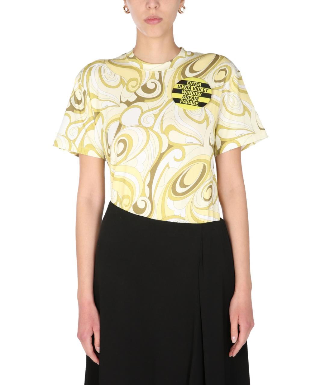 RAF SIMONS Желтая хлопковая футболка, фото 5