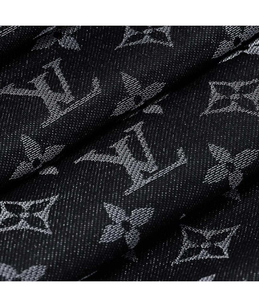 LOUIS VUITTON Черный шелковый шарф, фото 2