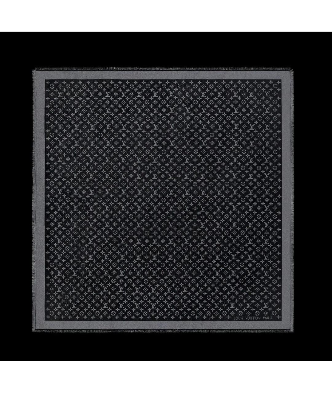 LOUIS VUITTON Черный шелковый шарф, фото 6