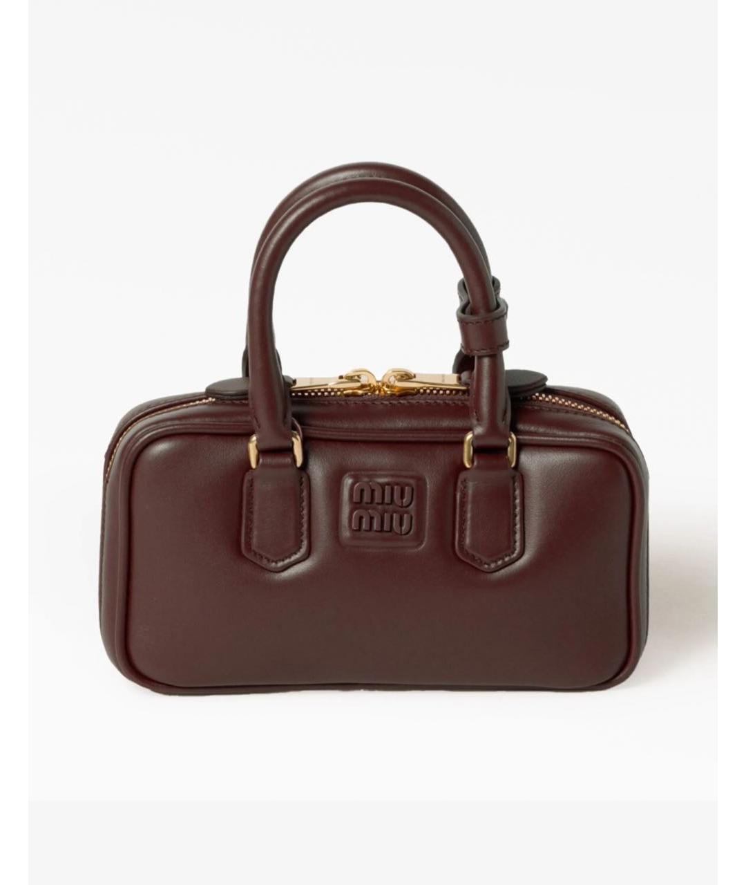 MIU MIU Коричневая кожаная сумка с короткими ручками, фото 5