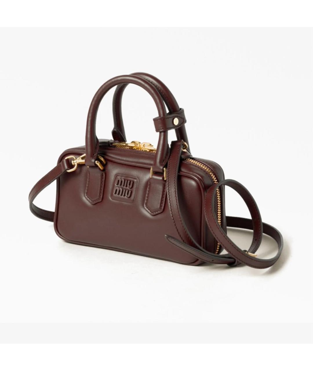 MIU MIU Коричневая кожаная сумка с короткими ручками, фото 6
