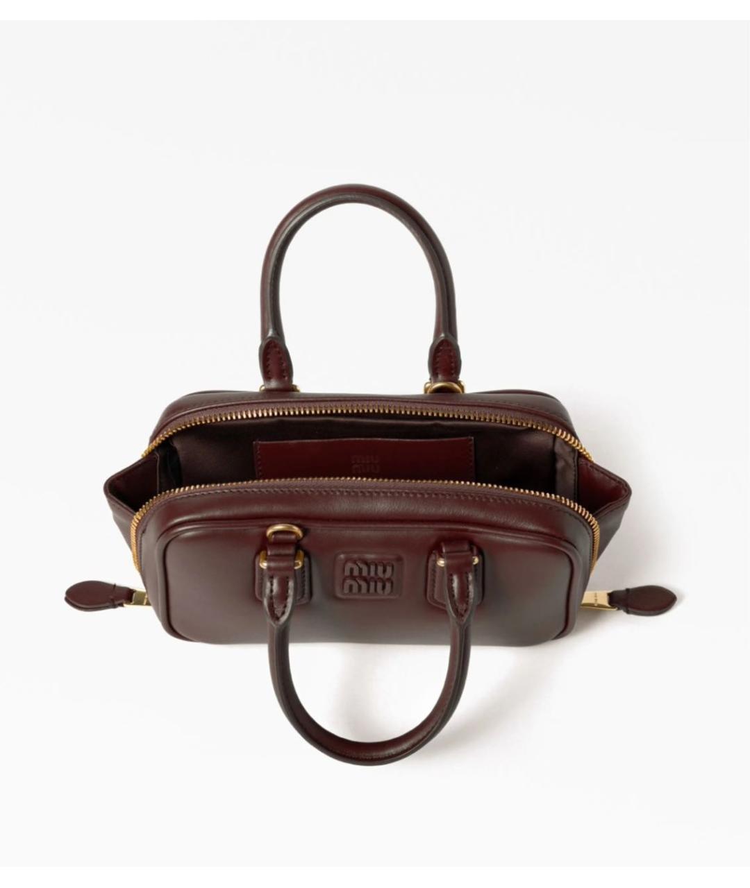 MIU MIU Коричневая кожаная сумка с короткими ручками, фото 2