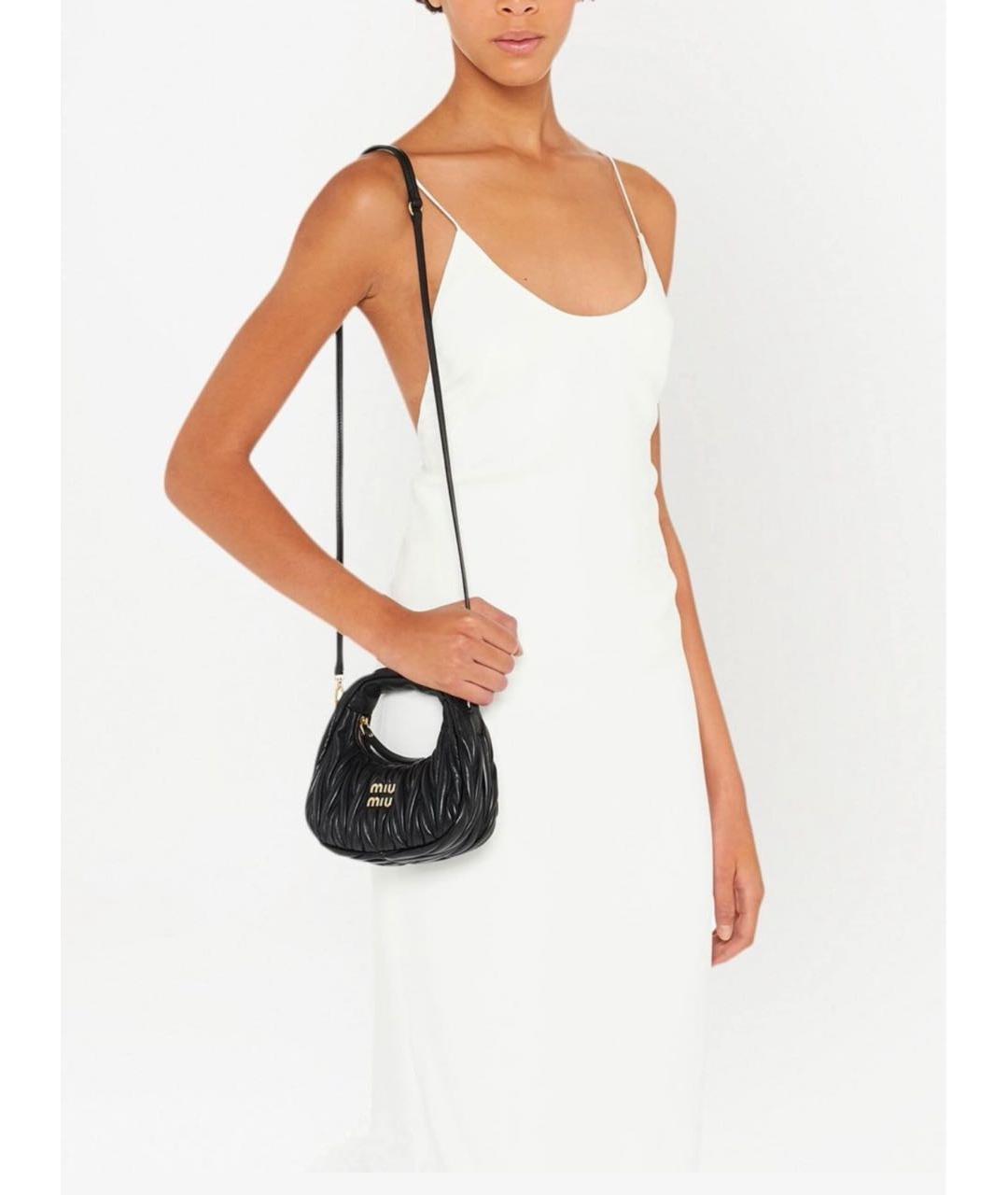 MIU MIU Черная кожаная сумка с короткими ручками, фото 2