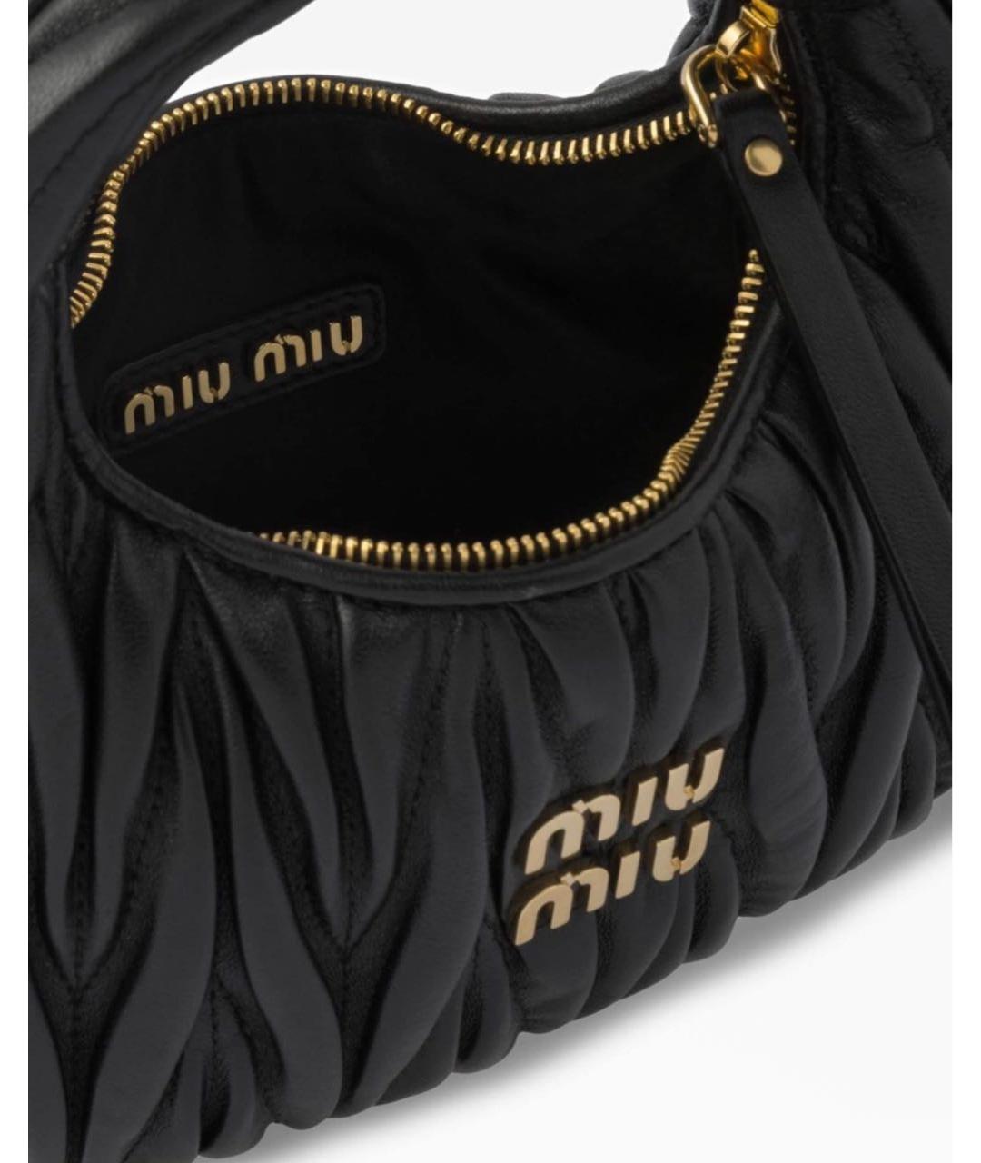 MIU MIU Черная кожаная сумка с короткими ручками, фото 6
