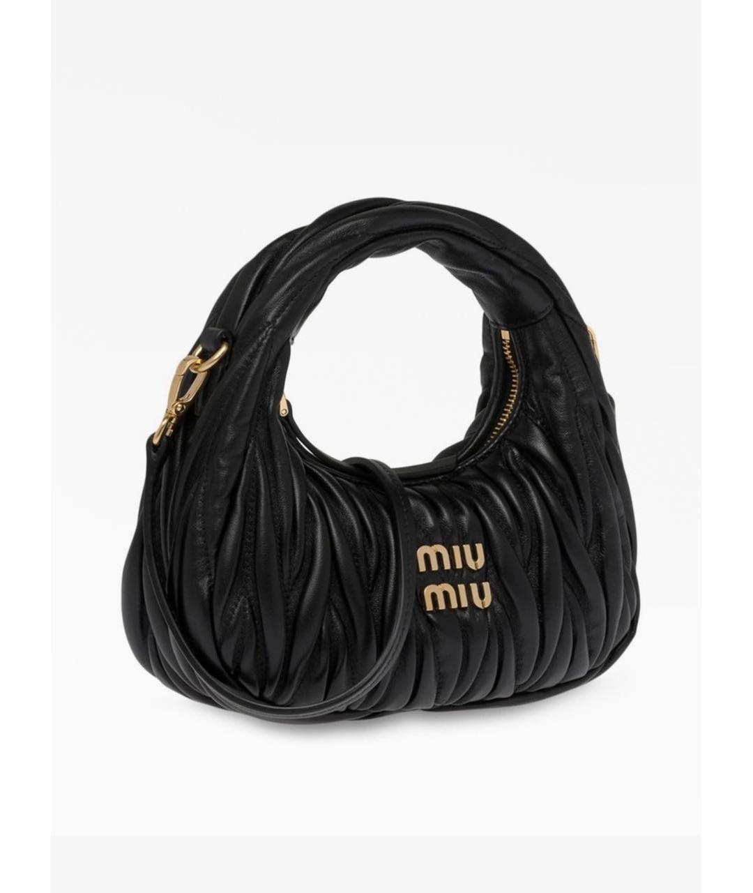 MIU MIU Черная кожаная сумка с короткими ручками, фото 3