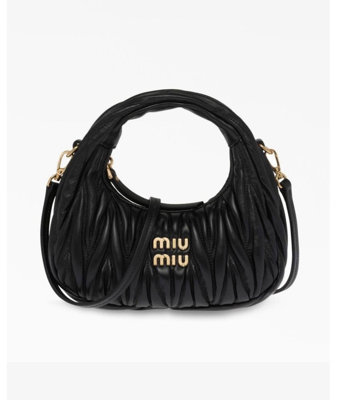 MIU MIU Черная кожаная сумка с короткими ручками, фото 8