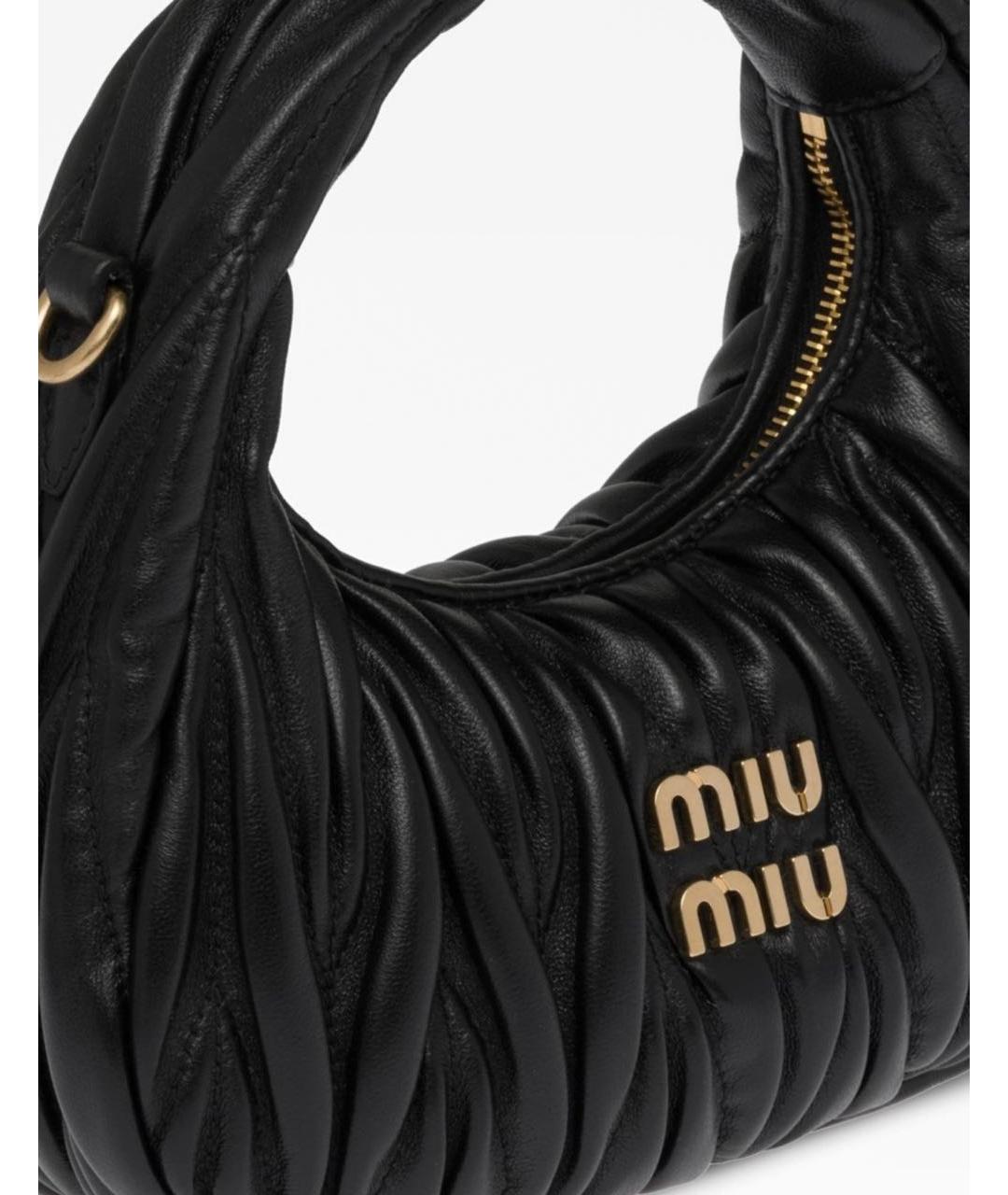 MIU MIU Черная кожаная сумка с короткими ручками, фото 5