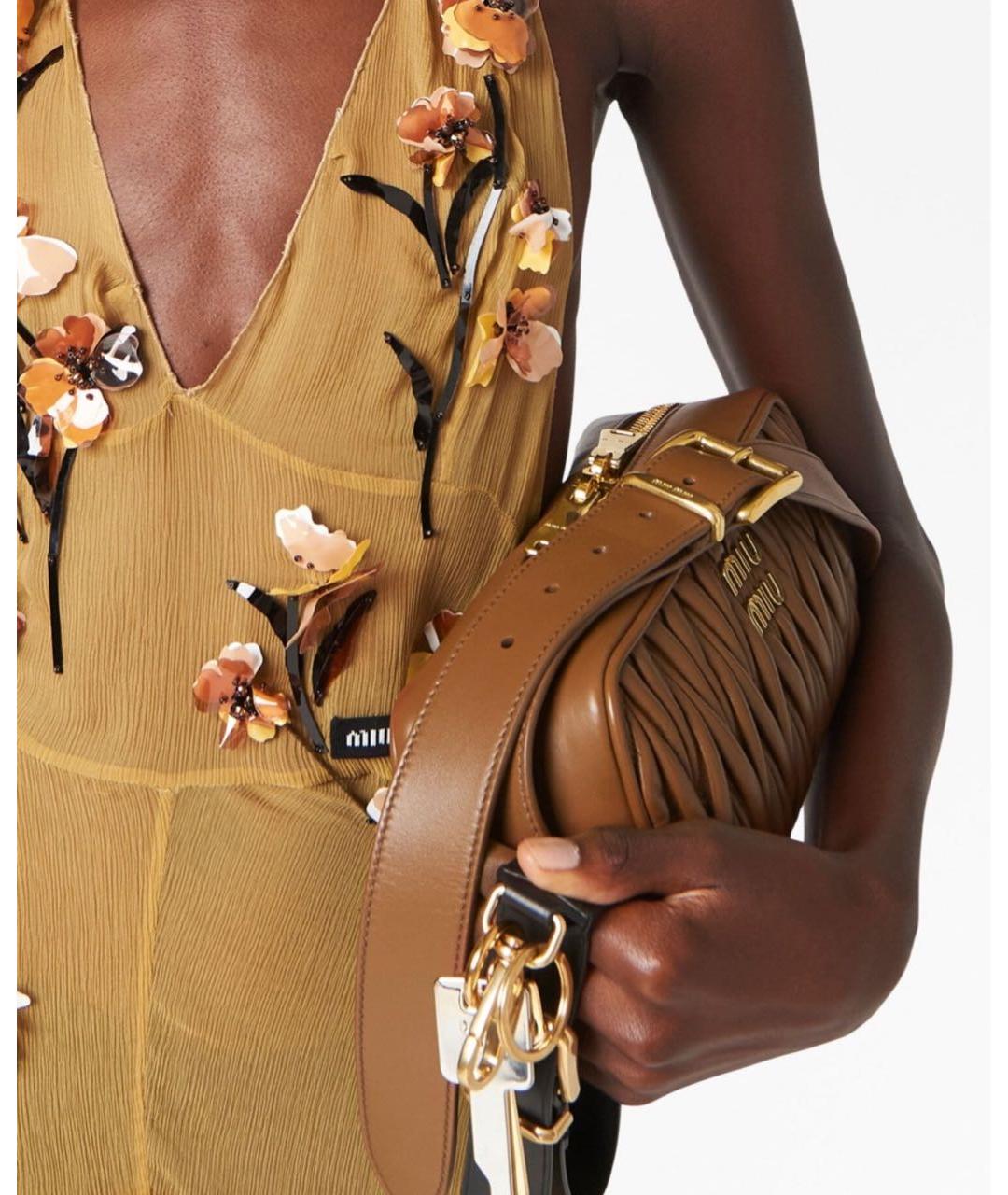 MIU MIU Коричневая кожаная сумка через плечо, фото 2