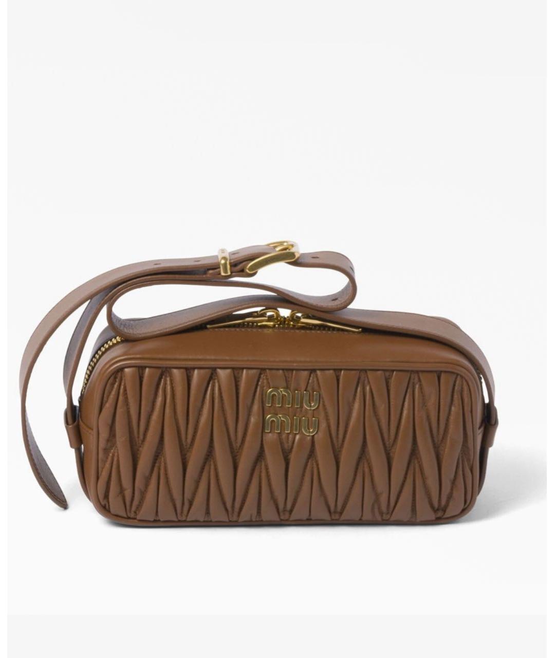 MIU MIU Коричневая кожаная сумка через плечо, фото 4