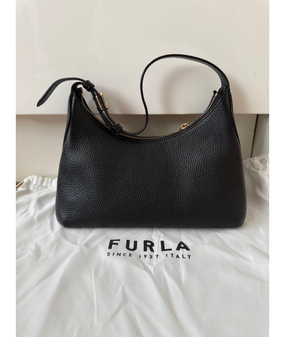 FURLA Черная кожаная сумка через плечо, фото 3