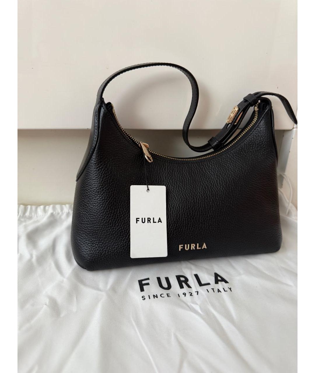 FURLA Черная кожаная сумка через плечо, фото 2