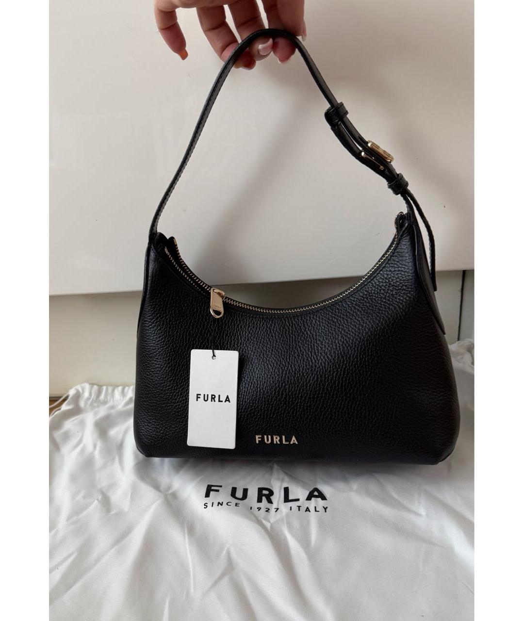 FURLA Черная кожаная сумка через плечо, фото 4