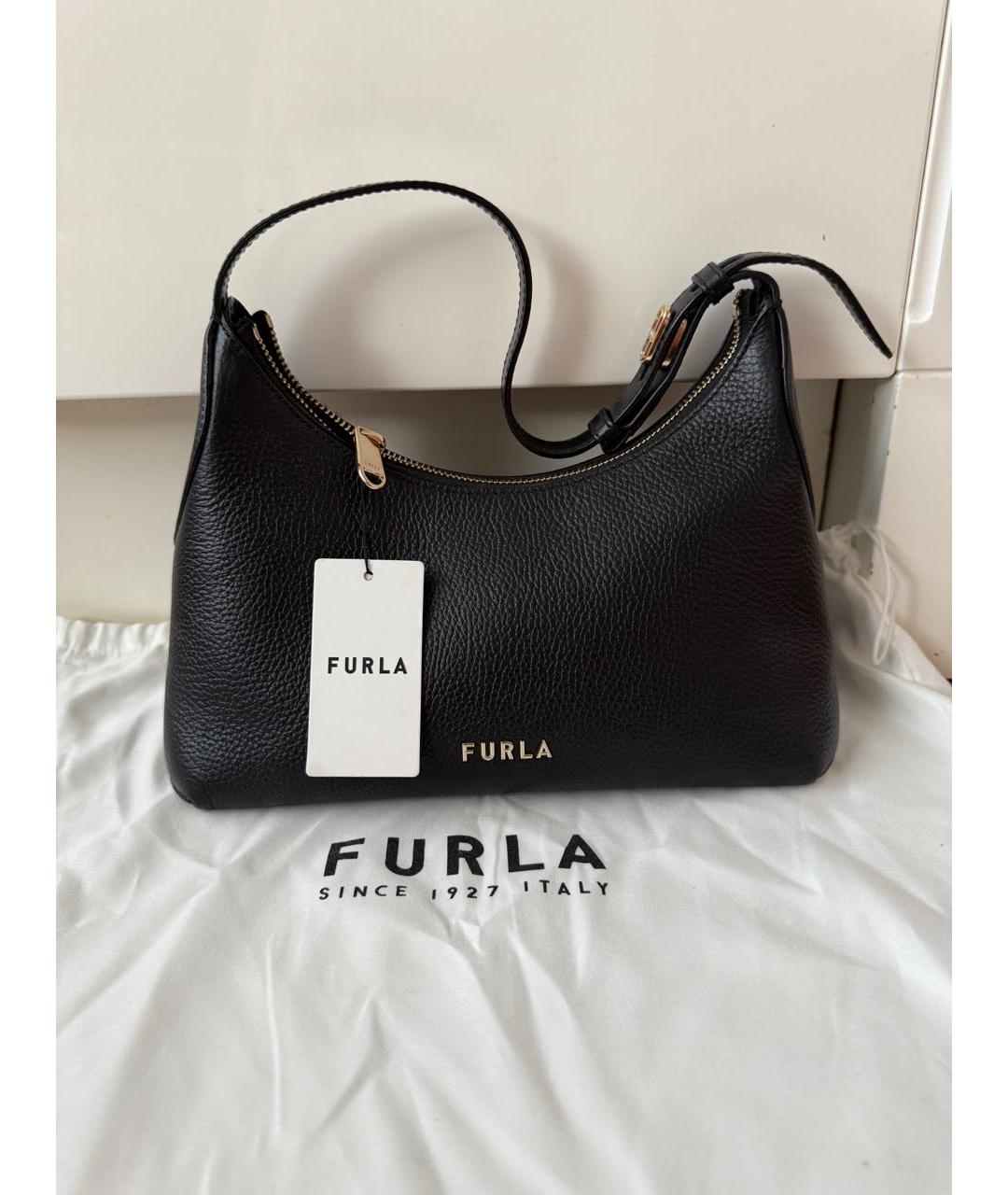 FURLA Черная кожаная сумка через плечо, фото 7