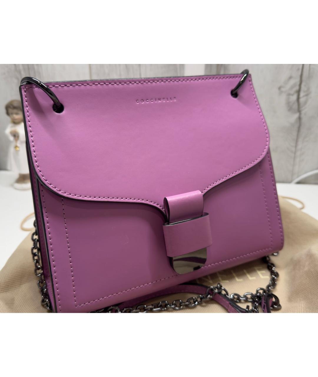 COCCINELLE Розовая кожаная сумка через плечо, фото 2