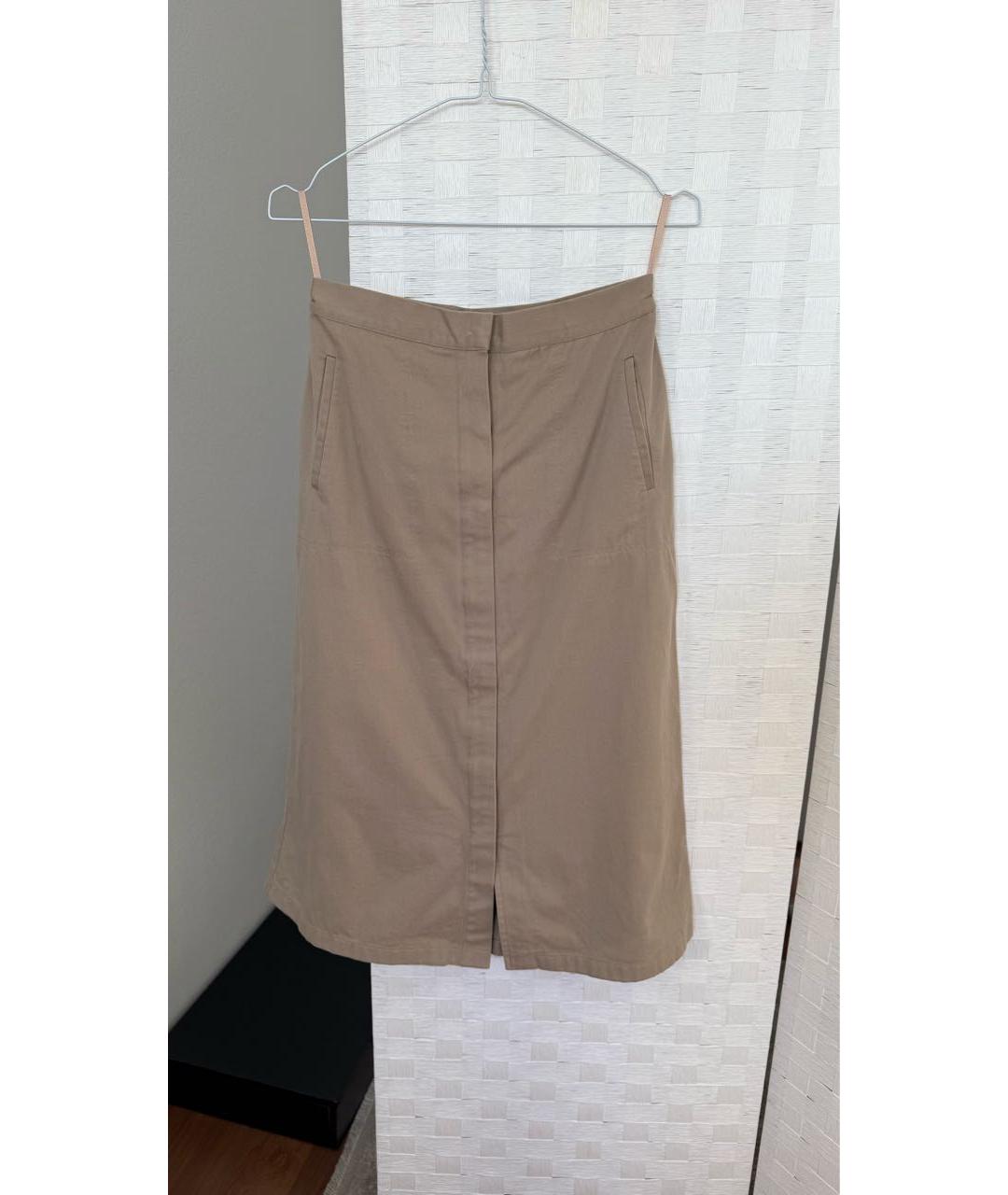 12 STOREEZ Бежевая хлопковая юбка миди, фото 5