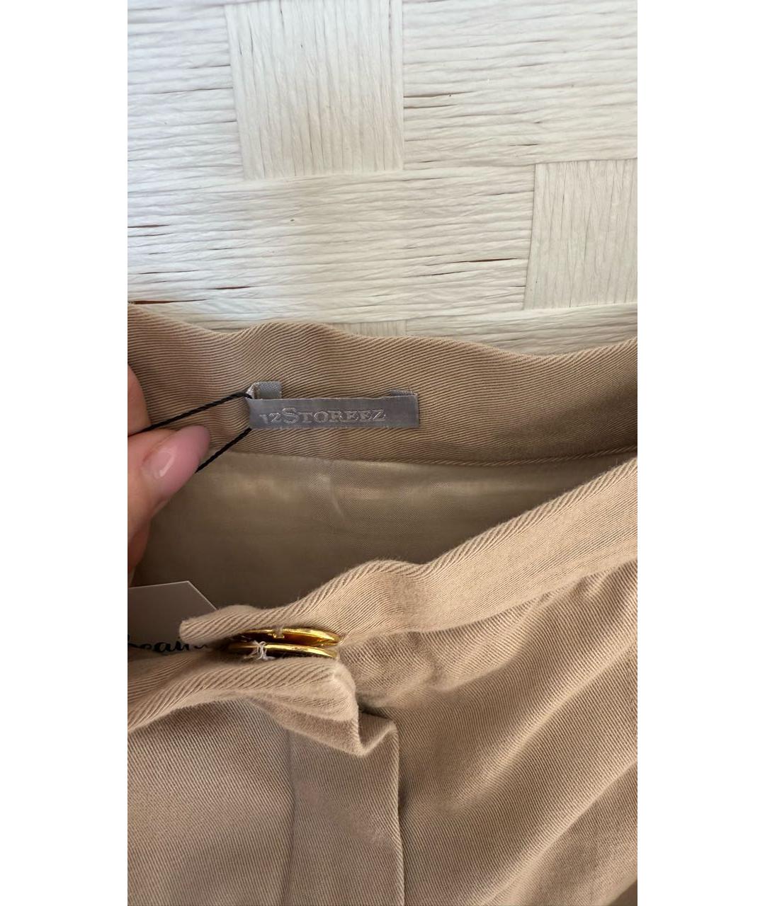 12 STOREEZ Бежевая хлопковая юбка миди, фото 3