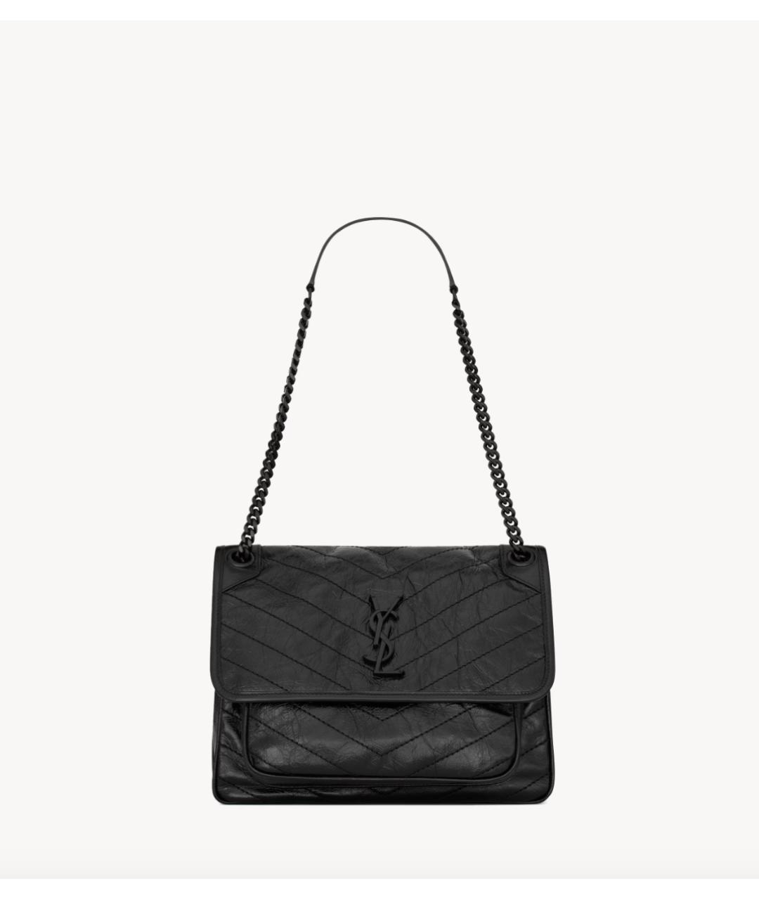 SAINT LAURENT Черная кожаная сумка через плечо, фото 7