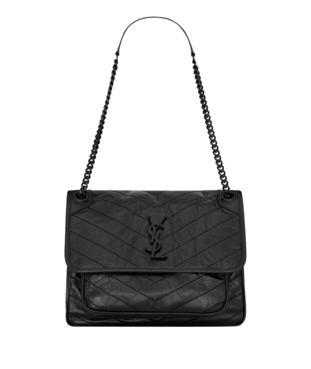 SAINT LAURENT Черная кожаная сумка через плечо, фото 1