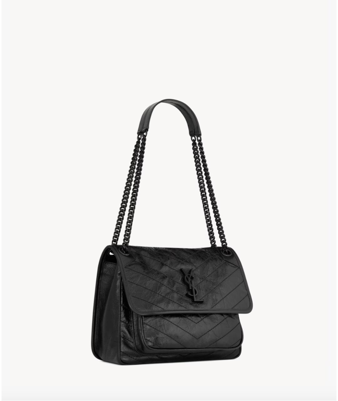SAINT LAURENT Черная кожаная сумка через плечо, фото 6