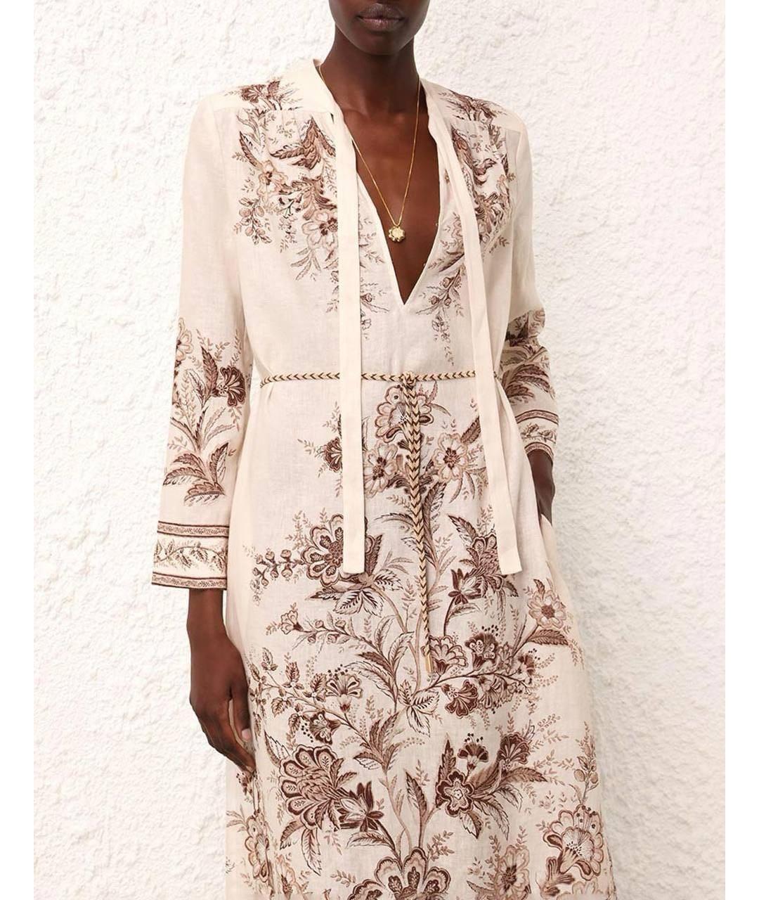 ZIMMERMANN Мульти льняное вечернее платье, фото 3