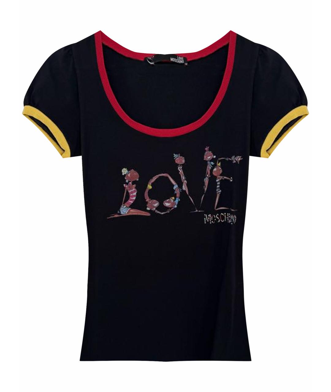 MOSCHINO Черная хлопко-эластановая футболка, фото 1