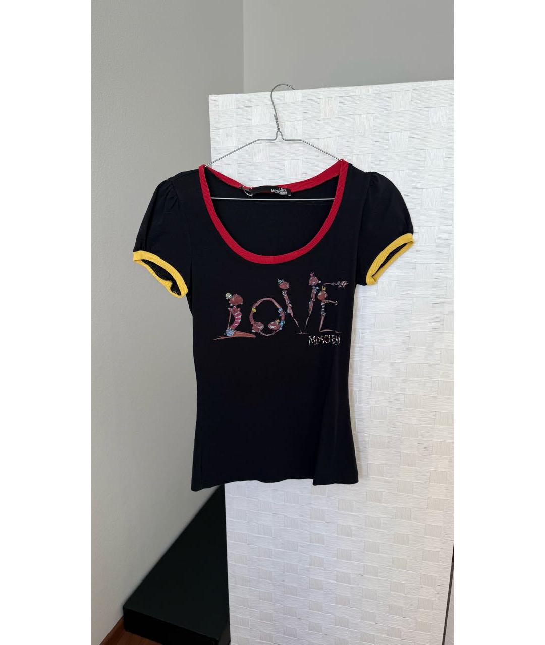 MOSCHINO Черная хлопко-эластановая футболка, фото 5