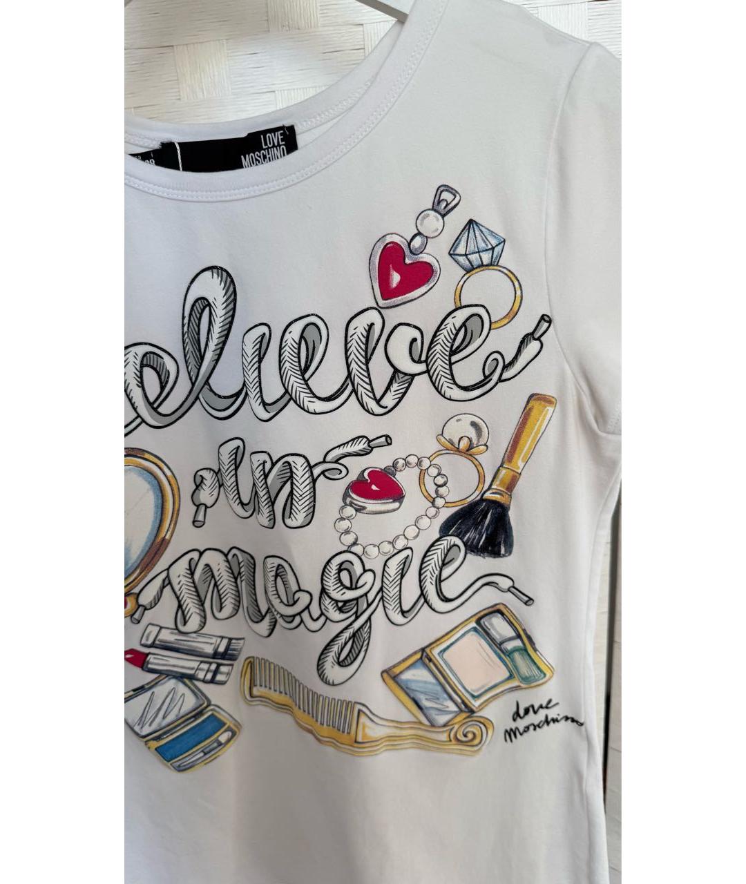 MOSCHINO Белая хлопко-эластановая футболка, фото 3