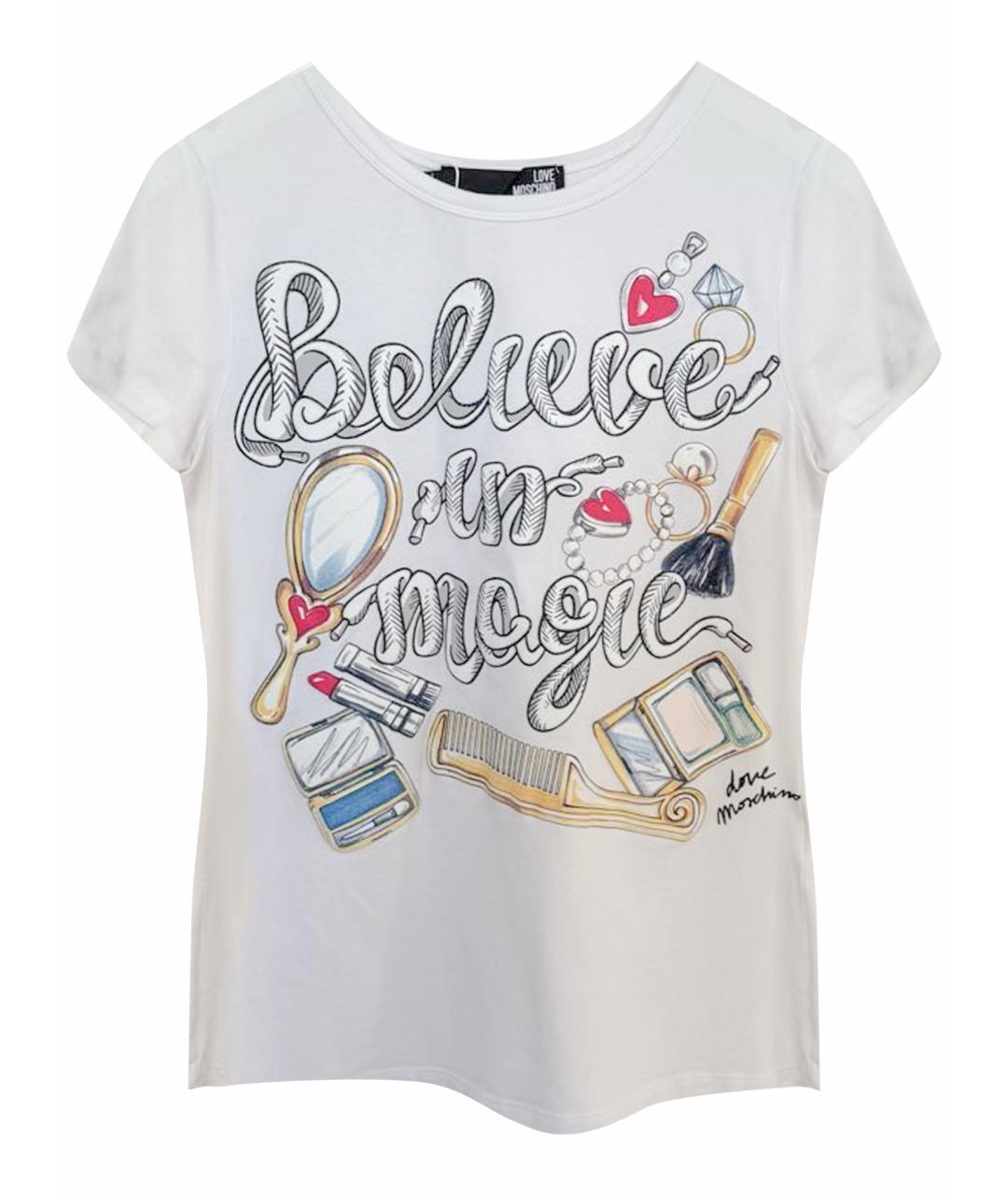 MOSCHINO Белая хлопко-эластановая футболка, фото 1