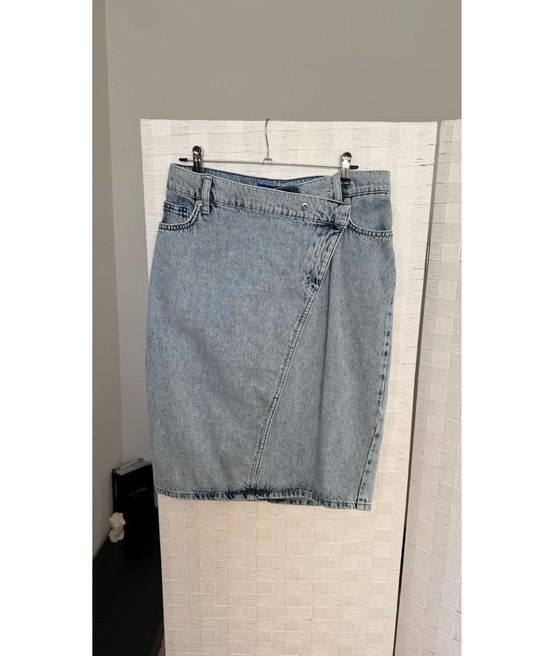 KARL LAGERFELD Голубая хлопковая юбка миди, фото 5