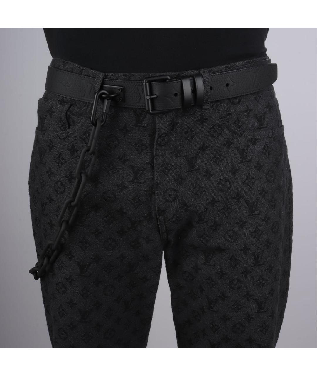 LOUIS VUITTON Черный кожаный ремень, фото 8