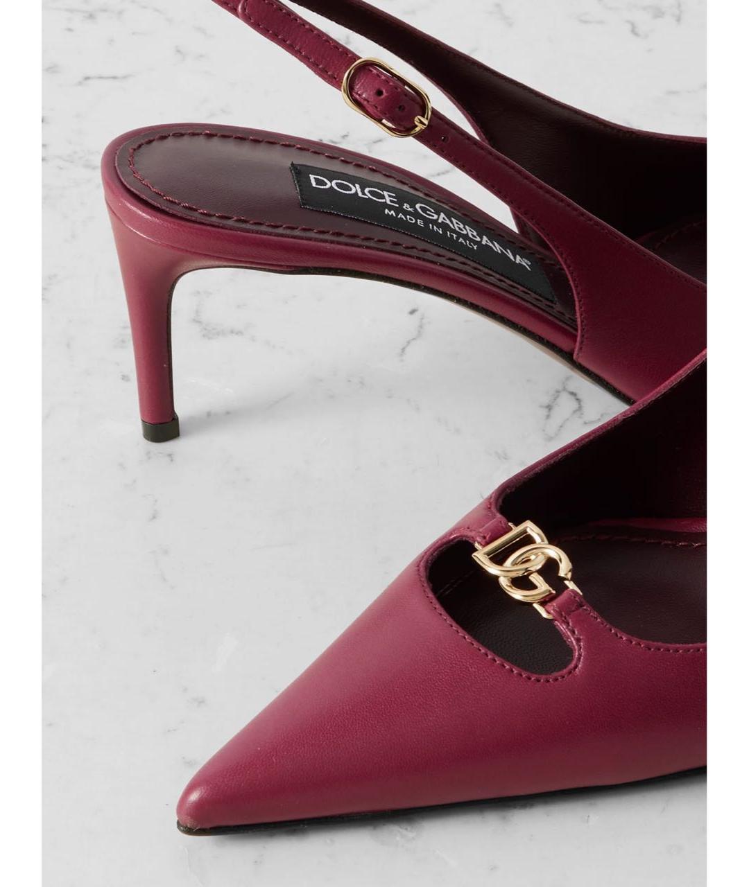 DOLCE&GABBANA Бордовые кожаные туфли, фото 2