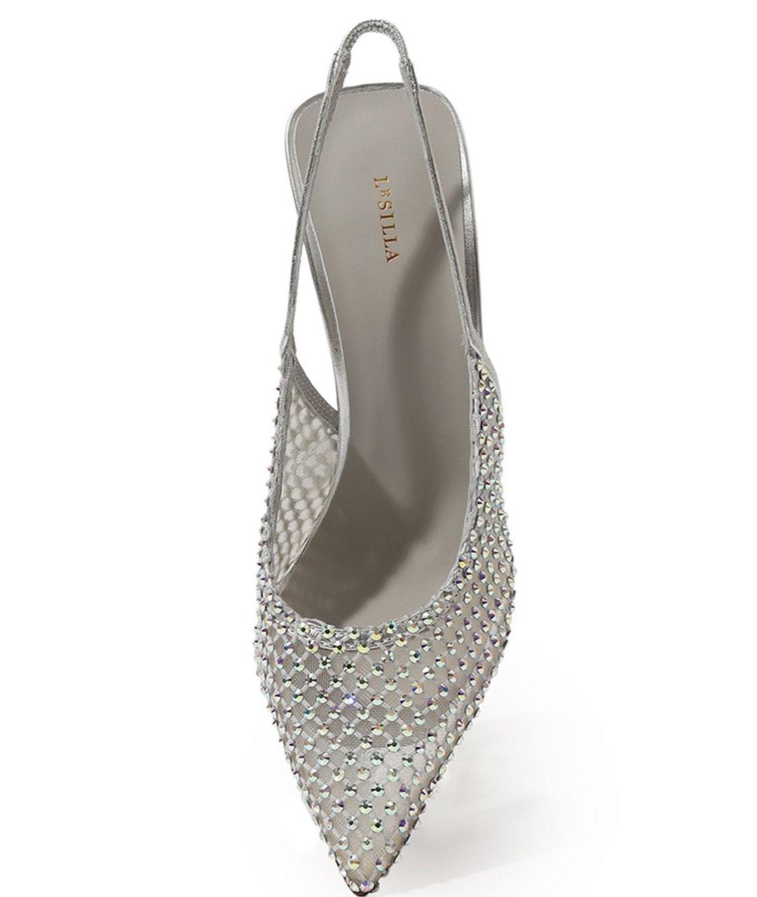 LE SILLA Серебряные текстильные туфли, фото 6