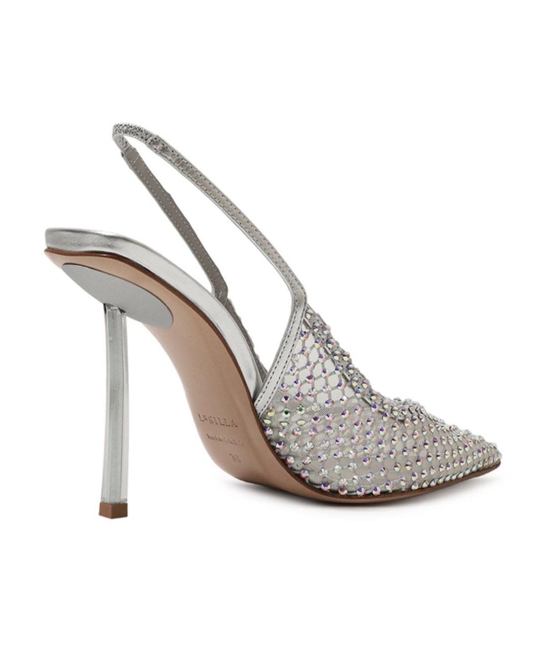 LE SILLA Серебряные текстильные туфли, фото 5