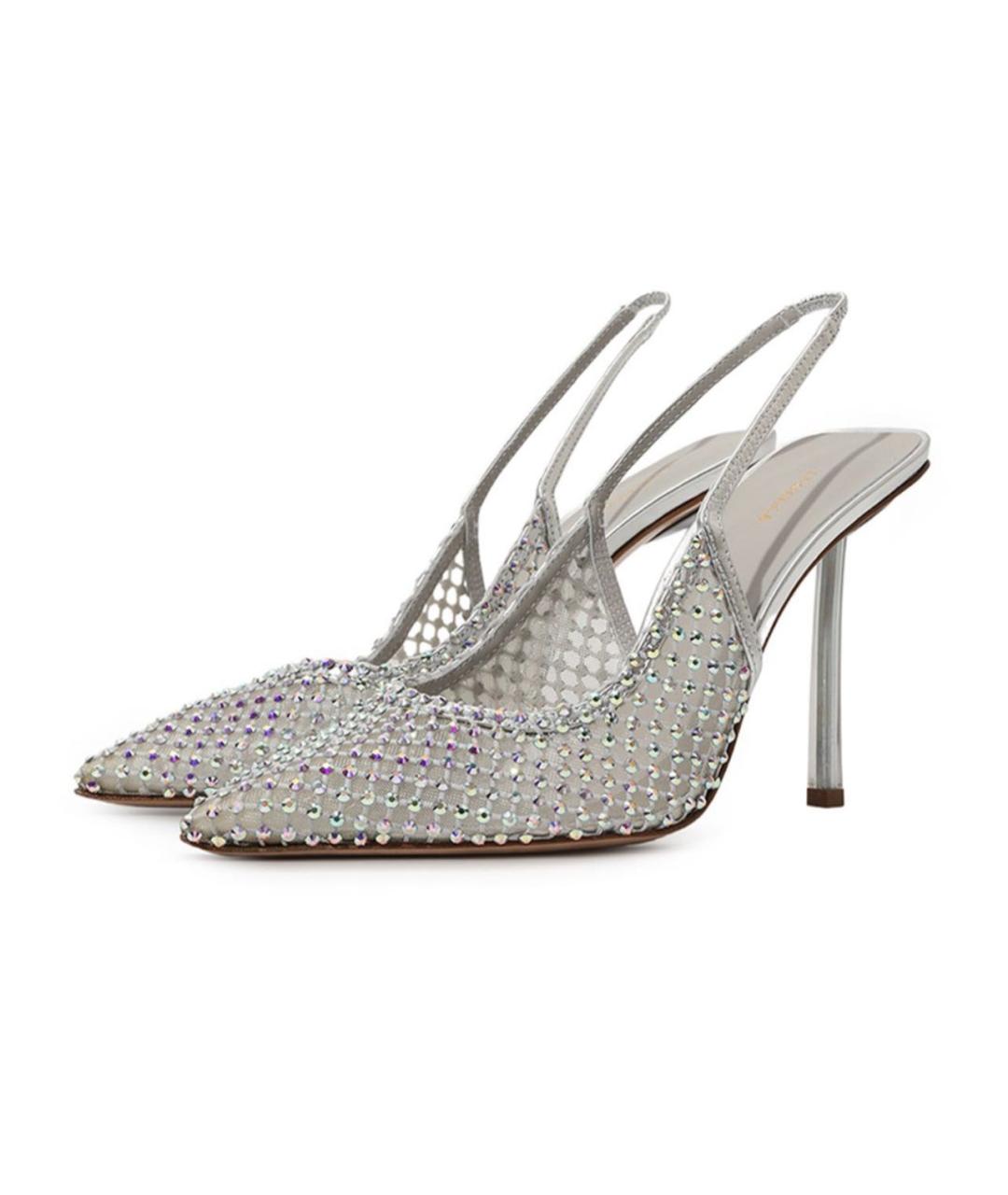 LE SILLA Серебряные текстильные туфли, фото 2