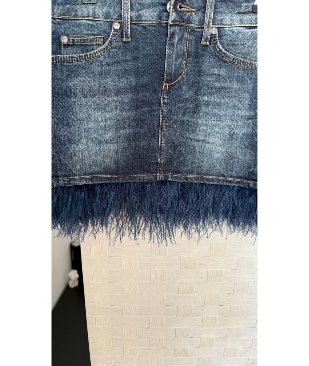 LIU JO Темно-синяя хлопковая юбка мини, фото 5