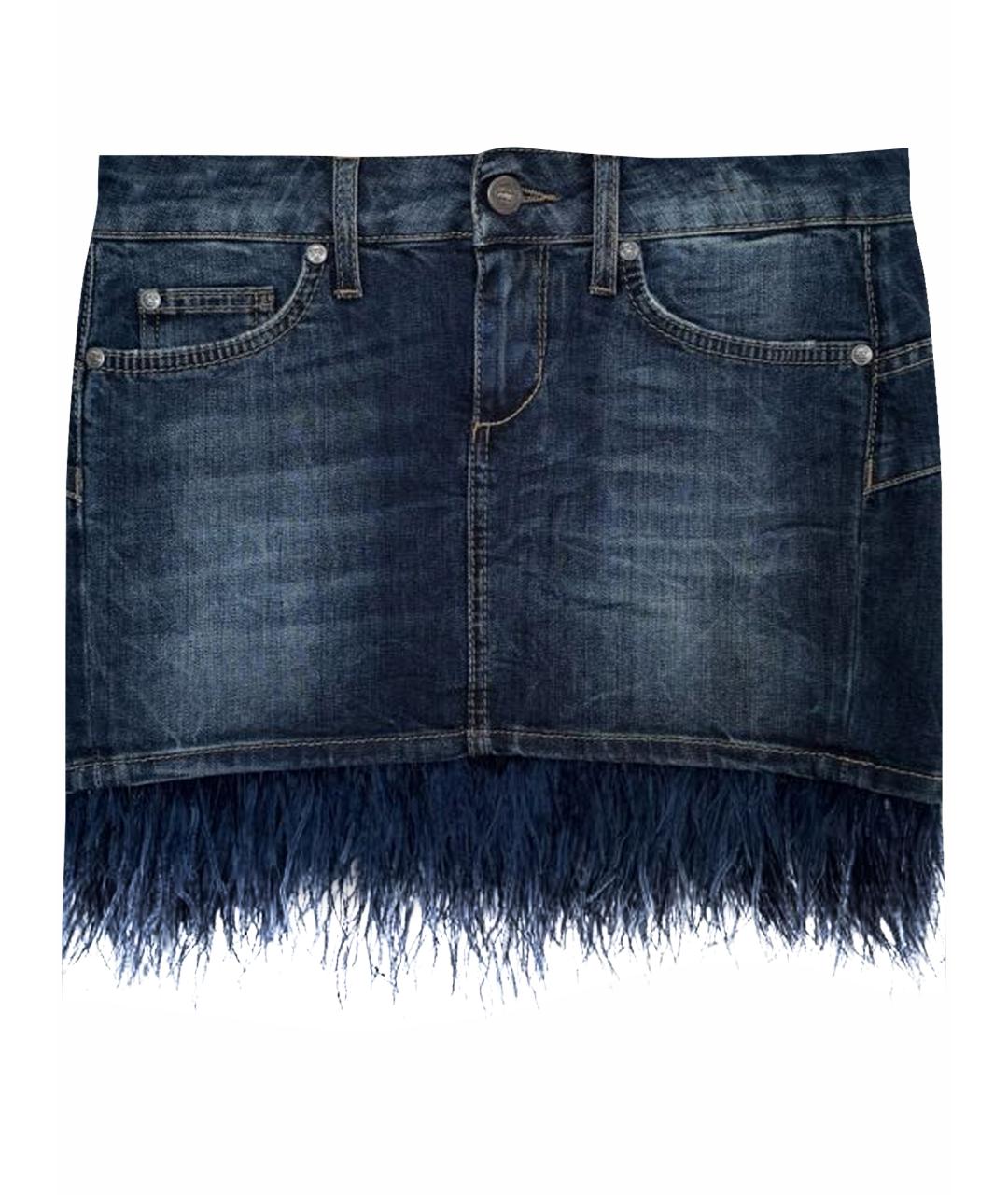 LIU JO Темно-синяя хлопковая юбка мини, фото 1