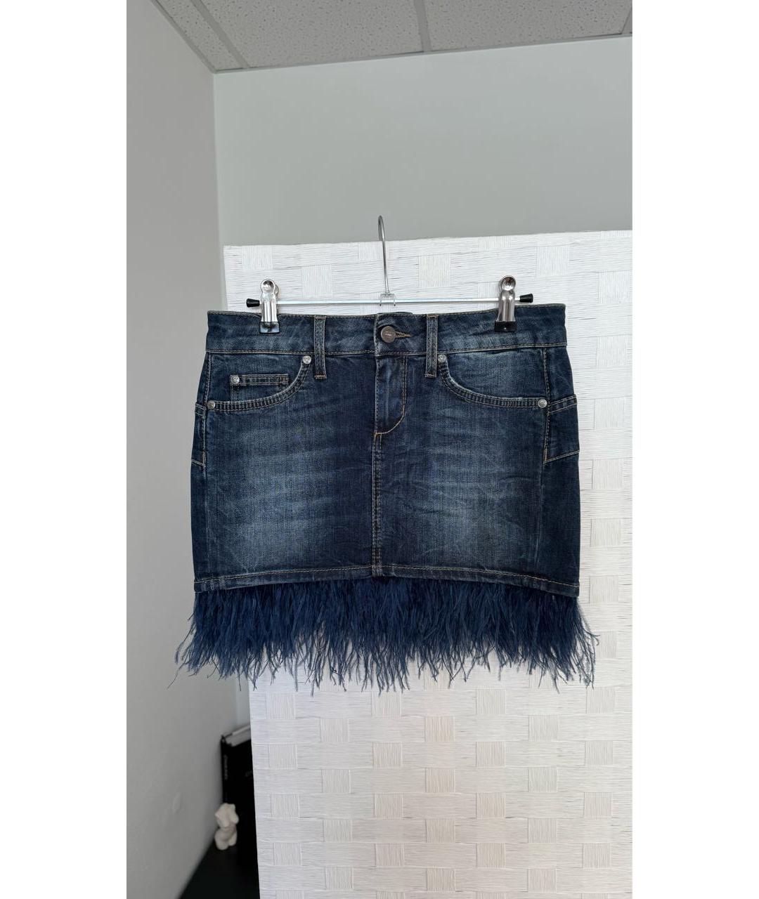 LIU JO Темно-синяя хлопковая юбка мини, фото 6