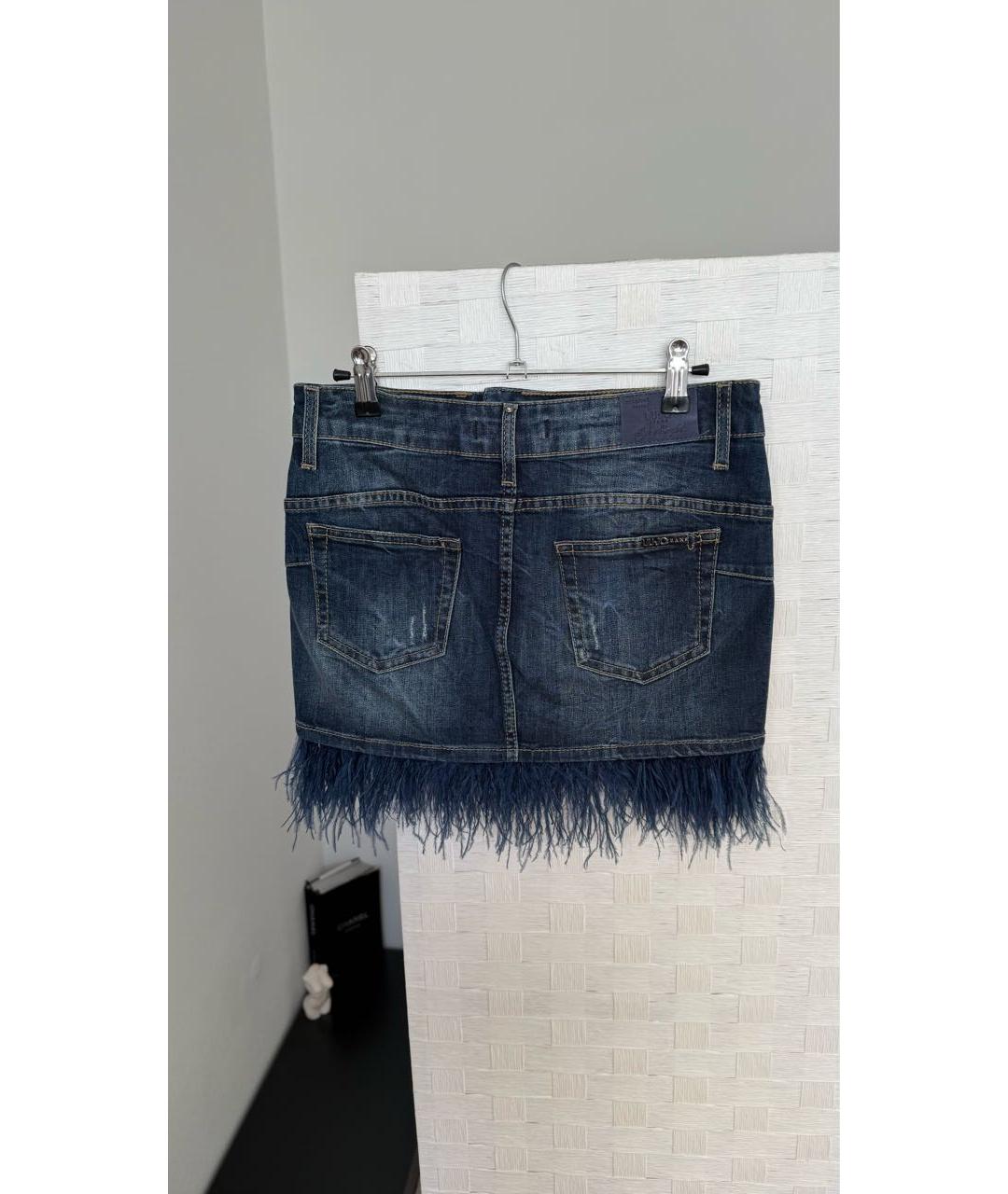 LIU JO Темно-синяя хлопковая юбка мини, фото 2