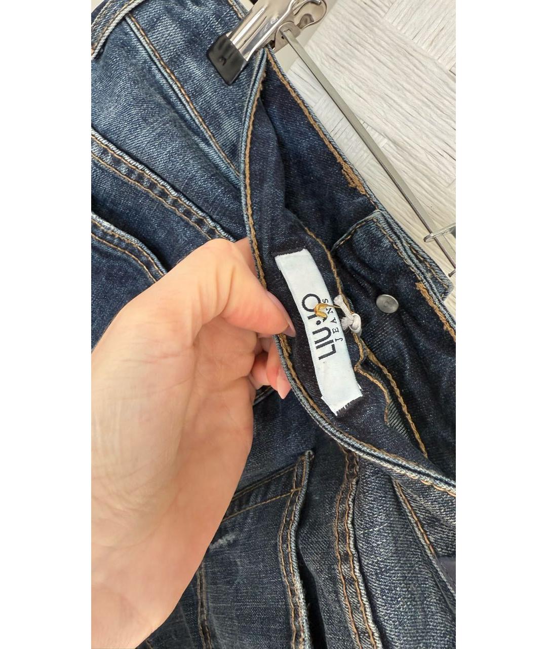 LIU JO Темно-синяя хлопковая юбка мини, фото 3