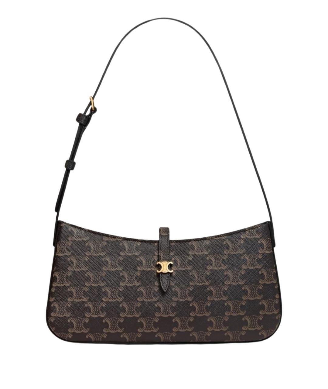 CELINE Коричневая кожаная сумка через плечо, фото 1