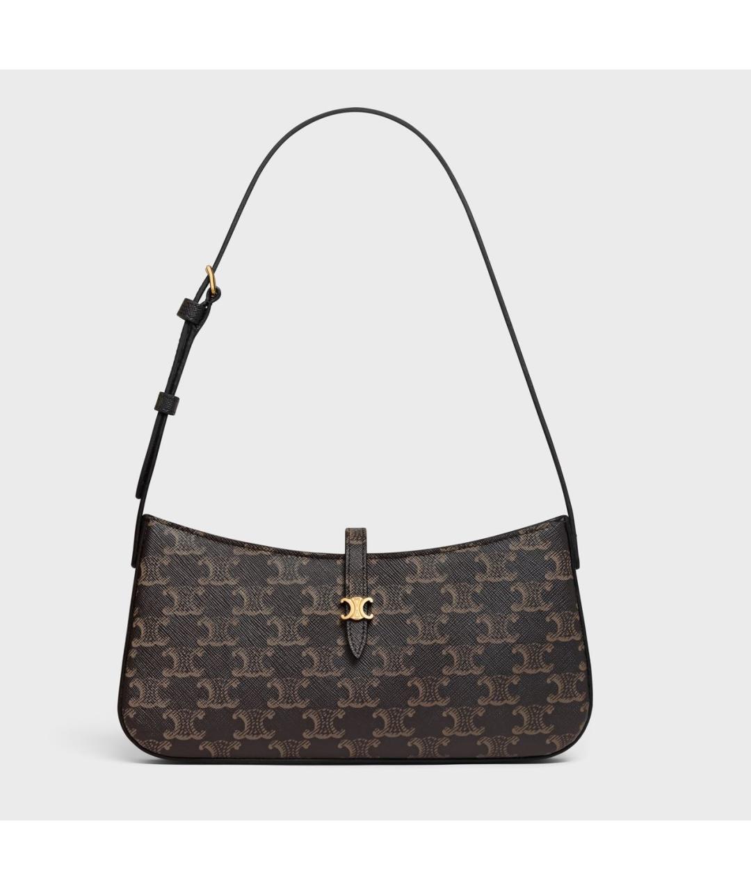 CELINE Коричневая кожаная сумка через плечо, фото 5