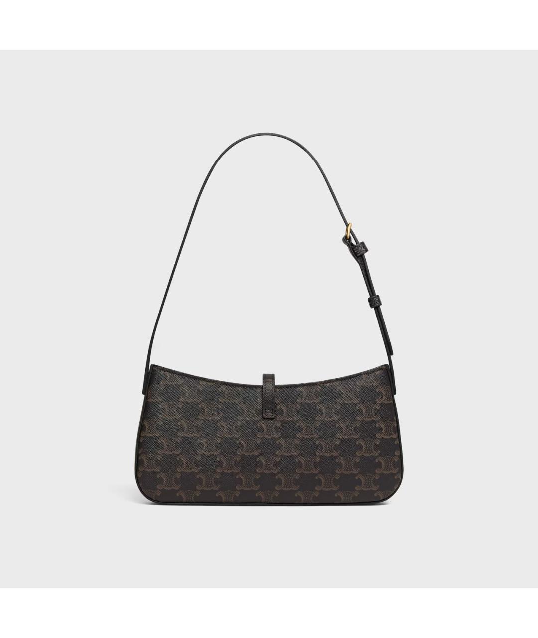 CELINE Коричневая кожаная сумка через плечо, фото 2