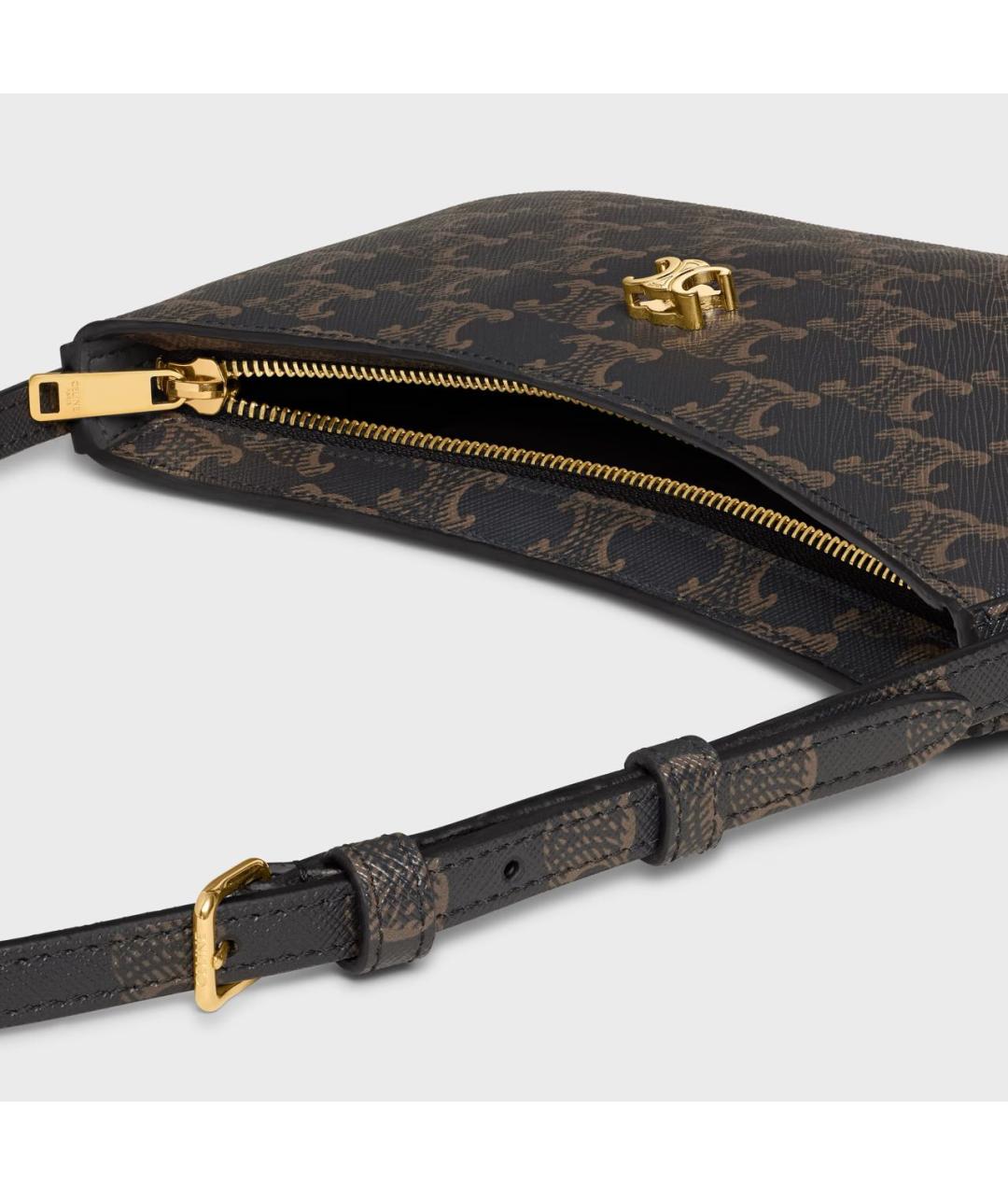 CELINE Коричневая кожаная сумка через плечо, фото 3