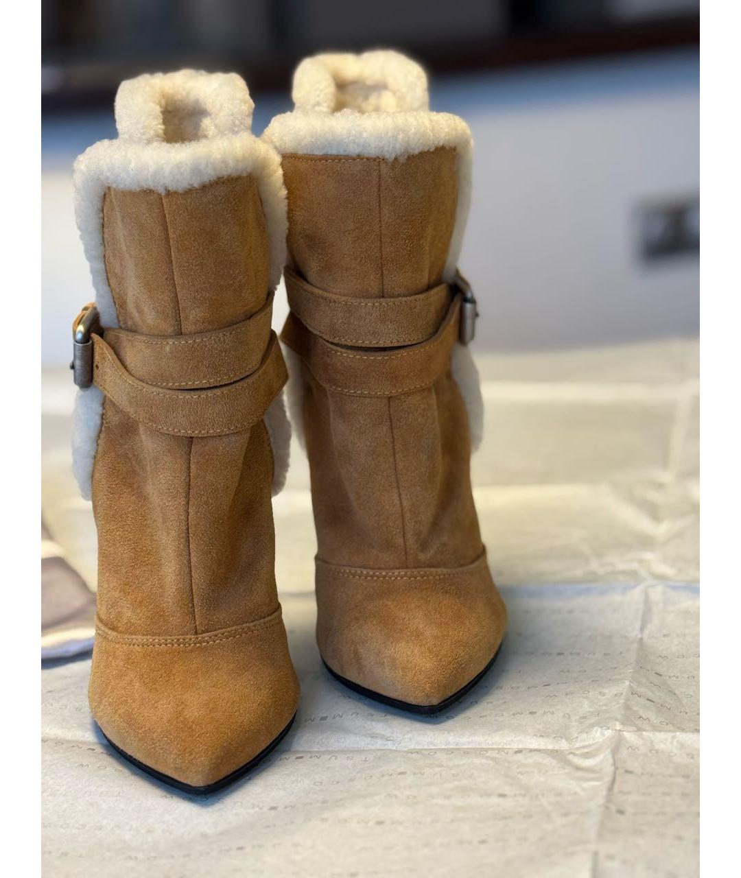 GIUSEPPE ZANOTTI DESIGN Бежевые замшевые ботильоны, фото 2