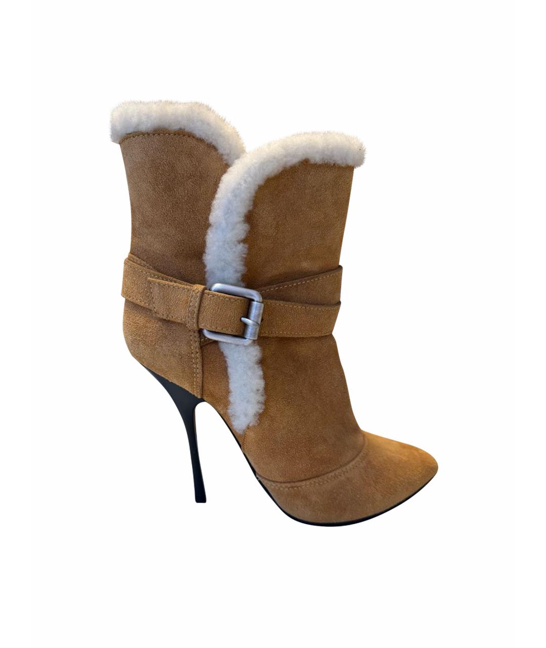 GIUSEPPE ZANOTTI DESIGN Бежевые замшевые ботильоны, фото 1