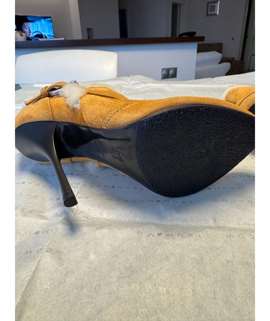 GIUSEPPE ZANOTTI DESIGN Бежевые замшевые ботильоны, фото 6